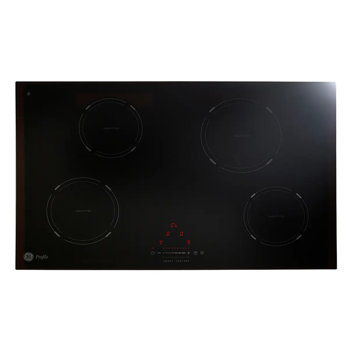 parrilla 80cm vidrio negro frente encendida