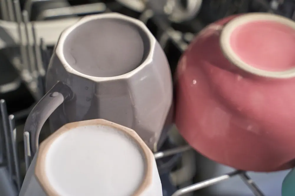 tazas en un lavavajillas