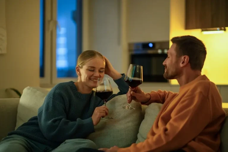 Pareja tomando vino
